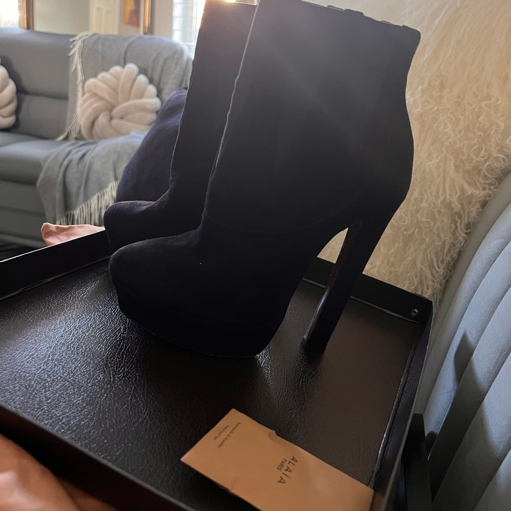 Black Alaia Suede Booties